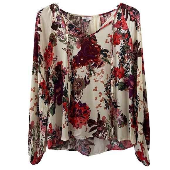 Andree By Unit Boho Large Floral Print Oversized Tunic Top Blouse - Size Large - Picture 1 of 8
